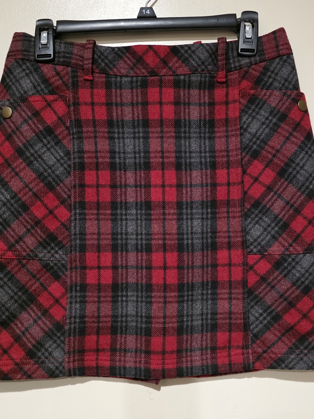 Eddie Bauer Red Black And Gray Plaid A-Line Mini Skirt Preppy SZ 2